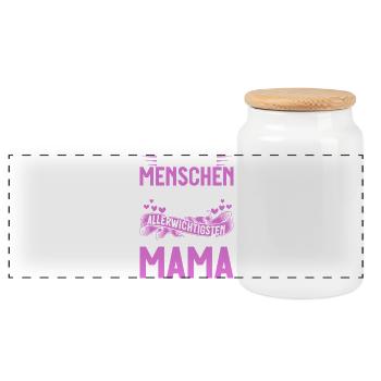 Die Meisten Menschen Nennen Mich Mama - Panorama Keksdose mit Holzdeckel - Weiß - Vorne