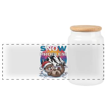 Santa Funny Christmas Christmas with Saying - Panoramic Cookie Jar with Wooden Lid - white - Front