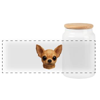 Chihuahua mignon - Conception de chien polygone - Boîte à biscuits avec couvercle en bois - blanc - Devant