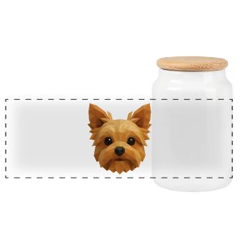 Mignon Yorkshire Terrier – Polygon Dog Design - Boîte à biscuits avec couvercle en bois - blanc - Devant