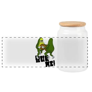 avocado love - Panoramic Cookie Jar with Wooden Lid - white - Front
