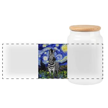 Zebra Van Gogh Style Starry Night - Panorama Keksdose mit Holzdeckel - Weiß - Vorne