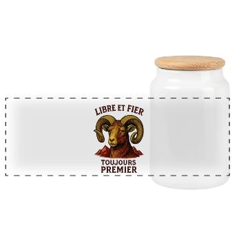 Signe astrologique du Bélier  - Astrologie - Boîte à biscuits avec couvercle en bois - blanc - Devant