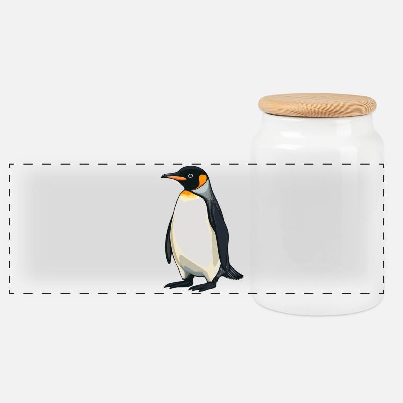 Pinguine Pinguin - Panorama Keksdose mit Holzdeckel - Weiß