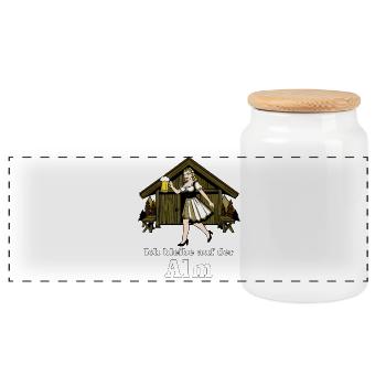 Je reste à l’alpage - Boîte à biscuits avec couvercle en bois - blanc - Devant