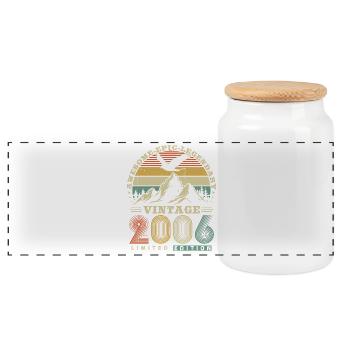 2006 Vintage Vintage Birthday Retro Gift - Panoramic Cookie Jar with Wooden Lid - white - Front