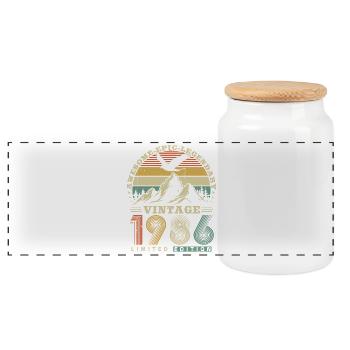1986 Vintage Jahrgang Geburtstag Retro Geschenk - Panorama Keksdose mit Holzdeckel - Weiß - Vorne