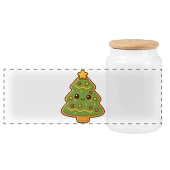 Biscuit sapin de Noël - Boîte à biscuits avec couvercle en bois - blanc - Devant