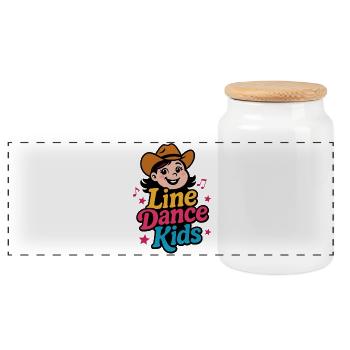 Line Dance Kids Cowboy Stil - Panorama Keksdose mit Holzdeckel - Weiß - Vorne
