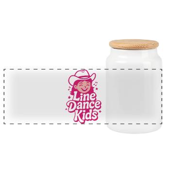 Danse en ligne Enfants Motif western - Boîte à biscuits avec couvercle en bois - blanc - Devant