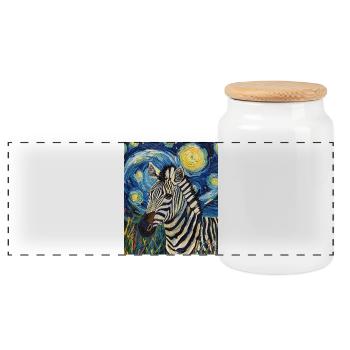 Zebra Van Gogh Style Starry Night - Panorama Keksdose mit Holzdeckel - Weiß - Vorne