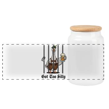 Silly Goose Prost - Panoramic Cookie Jar with Wooden Lid - white - Front