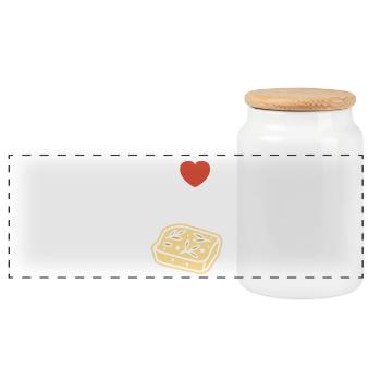 J adore focaccia illustration - Boîte à biscuits avec couvercle en bois - blanc - Devant