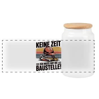 Pas le temps, je dois me rendre sur le chantier - Boîte à biscuits avec couvercle en bois - blanc - Devant
