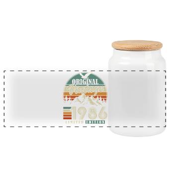 Original 1986 Vintage Vintage Anniversaire Rétro - Boîte à biscuits avec couvercle en bois - blanc - Devant