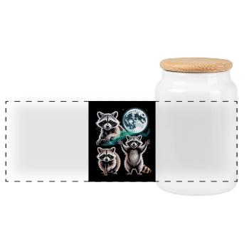 Trois ratons laveurs sous la pleine lune - Boîte à biscuits avec couvercle en bois - blanc - Devant