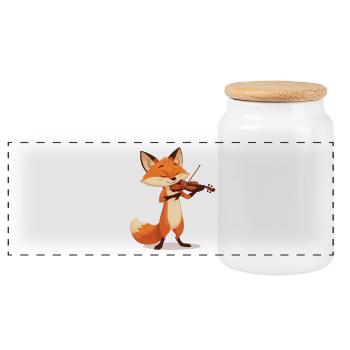 Fuchs Violine Fröhliche Melodien - Panorama Keksdose mit Holzdeckel - Weiß - Vorne