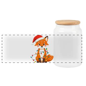Renard Noël Mignon Drôle Noël Drôle - Boîte à biscuits avec couvercle en bois - blanc - Devant