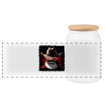 Père Noël Cowboy gothique minimaliste - Boîte à biscuits avec couvercle en bois - blanc - Devant