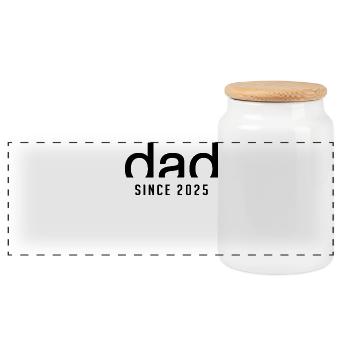 Dad since 2025 | Birth Paternity Gift - Panoramic Cookie Jar with Wooden Lid - white - Front