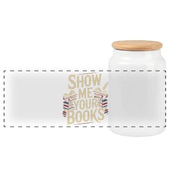 Show Me Your Books Leseratte Buch Lesen Bücher - Panoramic Cookie Jar with Wooden Lid - white - Front