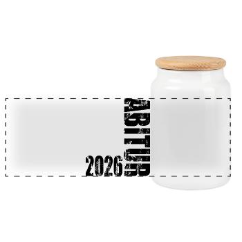 Abitur 2026 - Panoramic Cookie Jar with Wooden Lid - white - Front