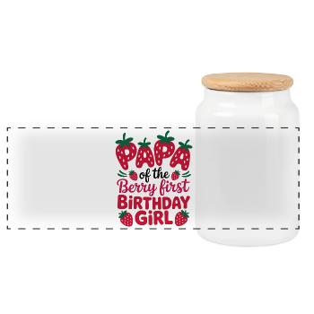 Berry Birthday Girl - Panoramic Cookie Jar with Wooden Lid - white - Front