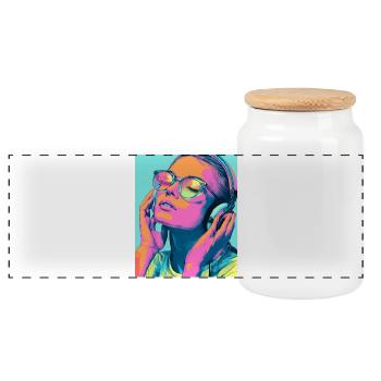 Neon Popart Casque Portrait - Boîte à biscuits avec couvercle en bois - blanc - Devant