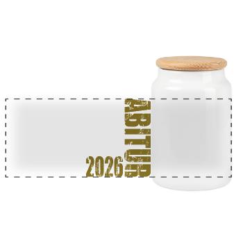 Abitur 2026 - Panorama Keksdose mit Holzdeckel - Weiß - Vorne