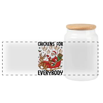 Chickens for Everybody - Panorama Keksdose mit Holzdeckel - Weiß - Vorne