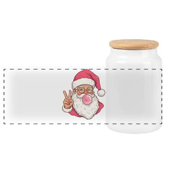 Gomme à mâcher du Père Noël - Boîte à biscuits avec couvercle en bois - blanc - Devant