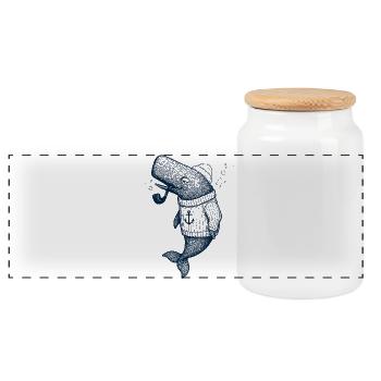 Capitaine de baleine - Boîte à biscuits avec couvercle en bois - blanc - Devant