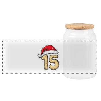 15 Number Biscuit Christmas - Panoramic Cookie Jar with Wooden Lid - white - Front