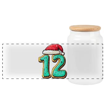 Biscuit de Noël à 12 chiffres - Boîte à biscuits avec couvercle en bois - blanc - Devant