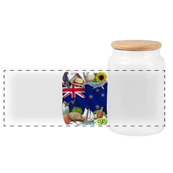 New Zealand Pride - Panoramic Cookie Jar with Wooden Lid - white - Front