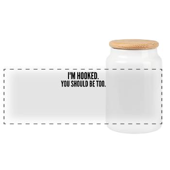 I'm on the hook. You should be too! - Panoramic Cookie Jar with Wooden Lid - white - Front
