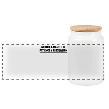 Angler: Master of Patience & Persuasion - Panoramic Cookie Jar with Wooden Lid - white - Front