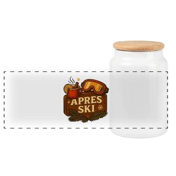 Après-ski - vin chaud & lunettes de ski - Boîte à biscuits avec couvercle en bois - blanc - Devant