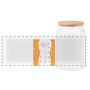 Deer Belly Funny Lazy DIY Halloween Costume Outfit - Panoramic Cookie Jar with Wooden Lid - white - Front