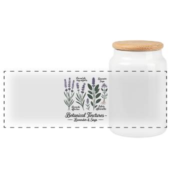 Botanical Tinctures – Lavendel & Salbei - Panorama Keksdose mit Holzdeckel - Weiß - Vorne