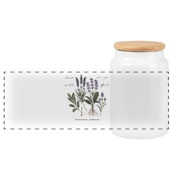 Botanische Heilkräuter - Panorama Keksdose mit Holzdeckel - Weiß - Vorne