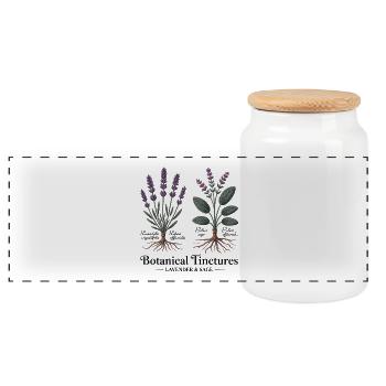 Lavendel & Salbei - Botanische Heilkräuter - Panorama Keksdose mit Holzdeckel - Weiß - Vorne