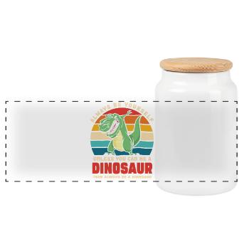 Sei du selbst, außer du bist Dinosaurier - Panorama Keksdose mit Holzdeckel - Weiß - Vorne