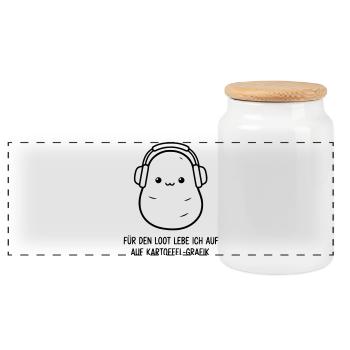 Gamer Potato | Funny saying for gamers - Panoramic Cookie Jar with Wooden Lid - white - Front