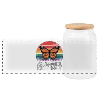 Papillon antisocial - Retro Schmetterling - Boîte à biscuits avec couvercle en bois - blanc - Devant