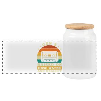 Gen X Schlauch Wasser Und Vernachlässigung Retro Lustiges Zitat - Panorama Keksdose mit Holzdeckel - Weiß - Vorne
