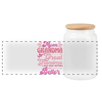 Grandma Mom Gift Christmas Gifts Grandmother - Panoramic Cookie Jar with Wooden Lid - white - Front