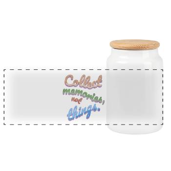 Collect Memories Not Things - Panoramic Cookie Jar with Wooden Lid - white - Front