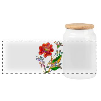 Fleur - Boîte à biscuits avec couvercle en bois - blanc - Devant