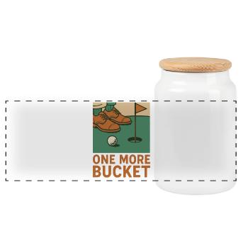Funny Golf One More Bucket Golf Lover Golfer - Panoramic Cookie Jar with Wooden Lid - white - Front